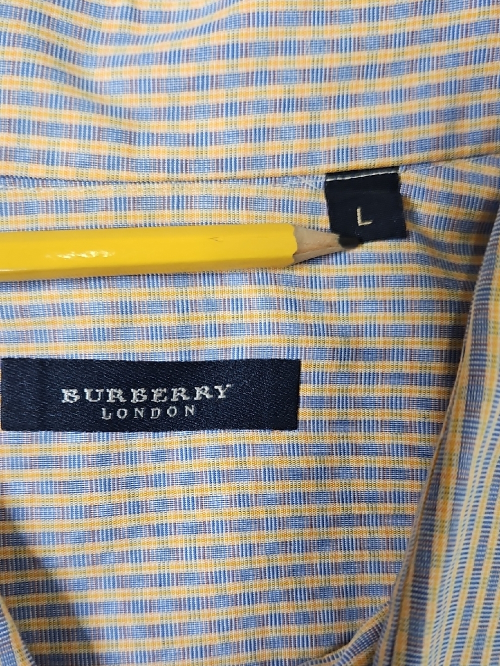 Vintage Burberry Blue Gold Pink Plaid Short-Sleeve Button-Down Shirt Large - Picture 7 of 11
